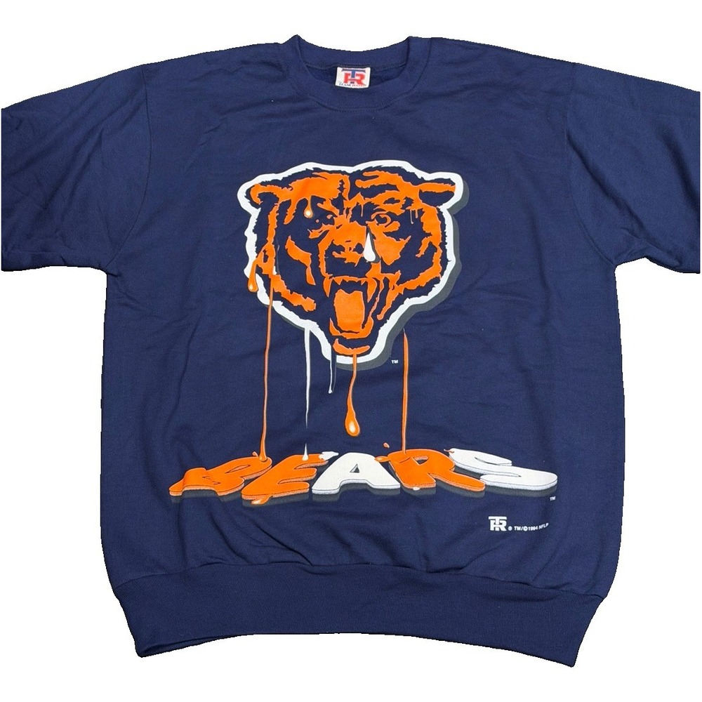 RARE 1994 NFL Chicago Bears 3D Drip Graphic Team Rated Tag Navy Blue Mens Size L - Picture 2 of 7